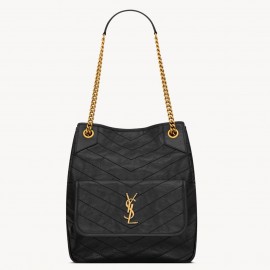 Saint Laurent Niki Small Tote Bag in Black Vintage Calfskin