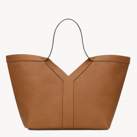Saint Laurent Y Tote Bag in Brown Calfskin