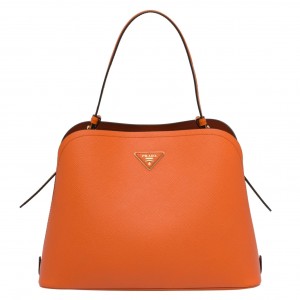 Prada Matinee Tote Bag In Orange Saffiano Leather