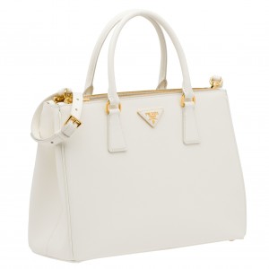 Prada Medium Galleria Bag In White Saffiano Leather