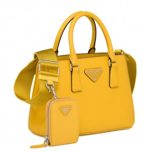 Prada Galleria Micro Bag In Yellow Saffiano Leather