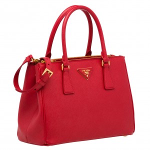 Prada Small Galleria Bag In Red Saffiano Leather