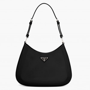 Prada Cleo Large Shoulder Bag In Black Brushed Leather 