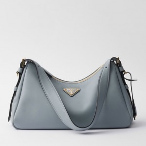 Prada Aimee Medium Shoulder Bag in Blue Leather