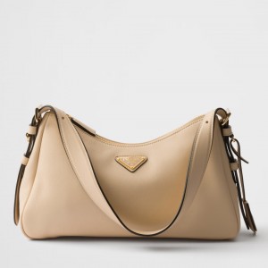 Prada Aimee Medium Shoulder Bag in Travertine Leather 