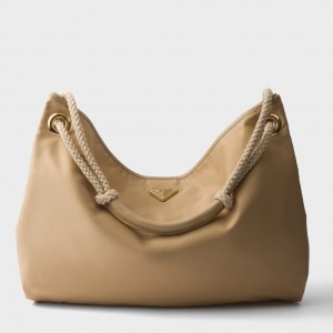Prada Mariner Large Shoulder Bag in Beige Re-Nylon