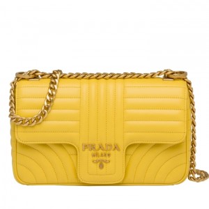 Prada Medium Diagramme Flap Bag In Yellow Calfskin