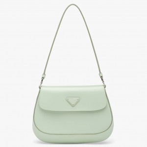 Prada Aqua Brushed Leather Cleo Shoulder Bag with Flap