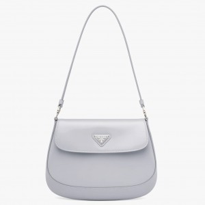 Prada Cleo Flap Bag In Cornflower Blue Brushed Leather