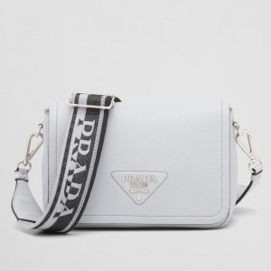 Prada Flap Shoulder Bag in Cornflower Grained Leather