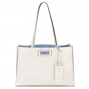 Prada Etiquette Tote Bag In White Calf Leather