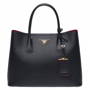 Prada Black Saffiano Double Medium Bag