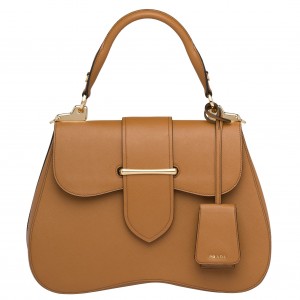 Prada Camel Large Sidonie Saffiano Leather Bag