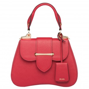 Prada Red Large Sidonie Saffiano Leather Bag