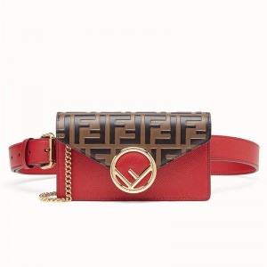 Fendi Red Kan I F Belt Bag With FF Motif