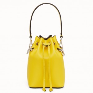 Fendi Mon Tresor Mini Bucket Bag In Yellow Calfskin