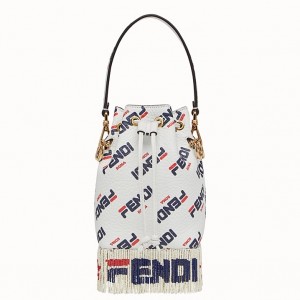 Fendi Logo-printed Fringed Mon Tresor Mini Bucket Bag 