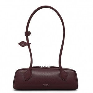 Alaia Le Teckel Small Shoulder Bag in Burgundy Goatskin