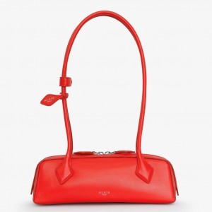 Alaia Le Teckel Small Shoulder Bag in Red Goatskin