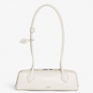 Alaia Le Teckel Small Shoulder Bag in White Goatskin