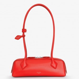 Alaia Le Teckel Medium Shoulder Bag in Red Goatskin
