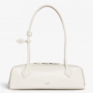 Alaia Le Teckel Medium Shoulder Bag in White Goatskin