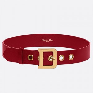 Dior Diorquake 35MM Belt In Red Calfskin