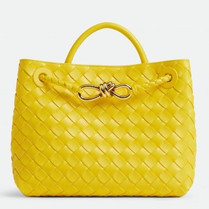 Bottega Veneta Andiamo Small Bag in Sulfur Intrecciato Lambskin