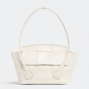 Bottega Veneta Arco Small Bag In White Intrecciato Leather