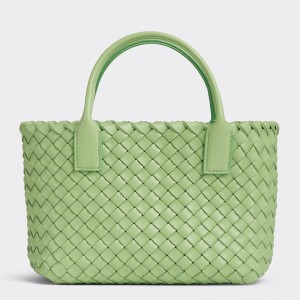 Bottega Veneta Mini Cabat Bag In Pistachio Intrecciato Lambskin