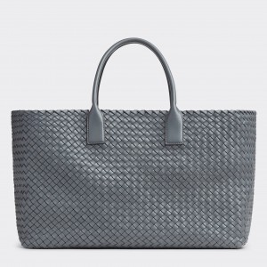 Bottega Veneta Cabat Large Bag In Thunder Intrecciato Lambskin