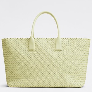 Bottega Veneta Large Cabat Bag In Zest Washed Intrecciato Lambskin