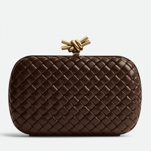 Bottega Veneta Knot Minaudiere Clutch In Bordeaux Intrecciato Lambskin