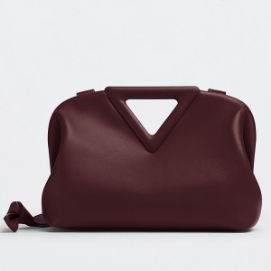 Bottega Veneta Small Point Top Handle Bag In Grape Leather