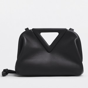 Bottega Veneta Small Point Top Handle Bag In Black Leather