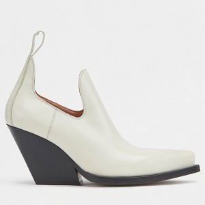 Bottega Veneta BV Lean Ankle Boots In White Calfskin