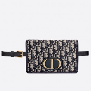 Dior 30 Montaigne 2 In 1 Pouch In Blue Oblique Canvas