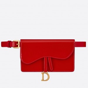 Dior Saddle Belt Bag In Red Patent Leather