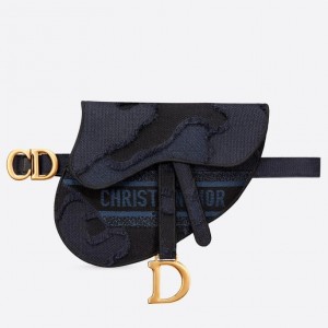 Dior Saddle Pouch Belt Bag In Blue Camouflage Canvas