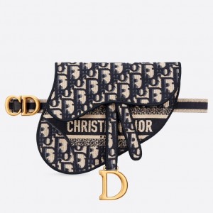 Dior Saddle Pouch Belt Bag In Blue Oblique Canvas