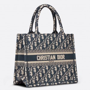 Dior New Small Book Tote In Blue Dior Oblique Jacquard