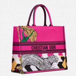 Dior Medium Book Tote Bag In Toile de Jouy Zoom Pop Embroidery