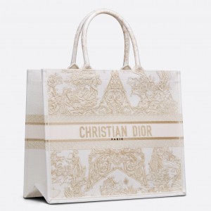 Dior Book Tote Bag In Dior Around the World Stella Embroidery