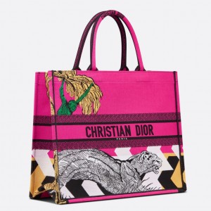 Dior Large Book Tote Bag In Toile de Jouy Zoom Pop Embroidery