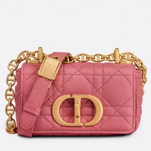 Dior Micro Caro Bag In Pink Cannage Calfskin