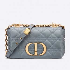 Dior Small Caro Bag In Cloud Blue Cannage Calfskin