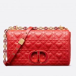 Dior Medium Dioramour Caro Red Bag with Heart Motif