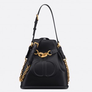 Dior C'est Medium Bag in Black Saddle Calfskin