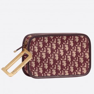 Dior Diorquake Clutch In Bordeaux Dior Oblique Canvas