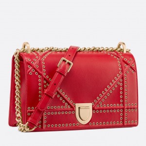 Dior Diorama Bag In Red Eyelets Lambskin